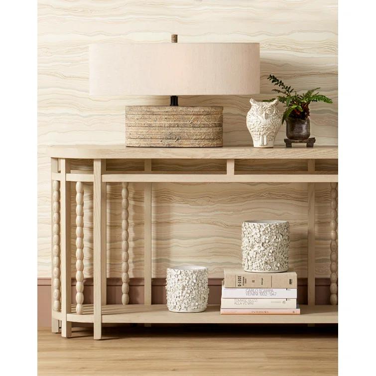 Rustic Granite Terracotta Table Lamp with Vanilla Linen Shade