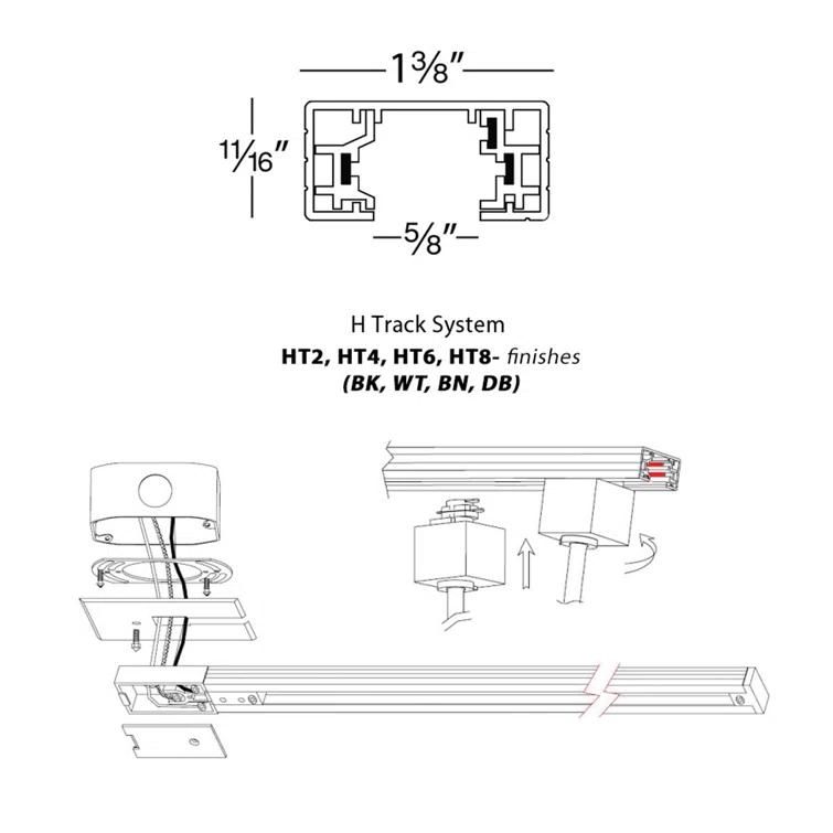 WAC Lighting HT4-DB 120V Single Circuit H Track Section