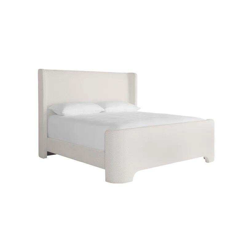 Copenhagen White King Upholstered Platform Bed with Headboard