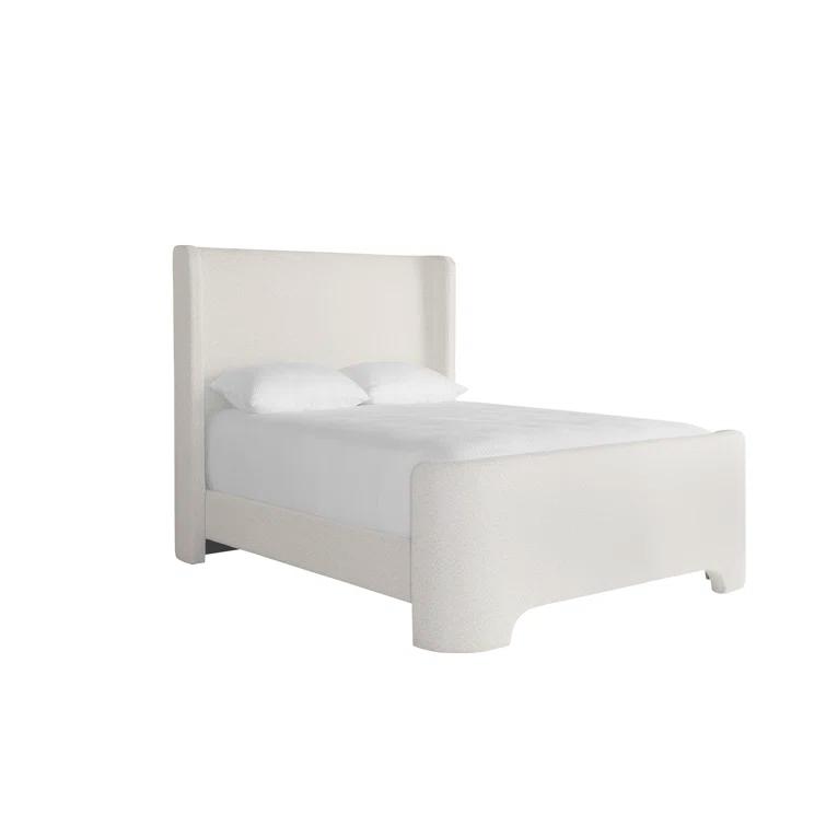 Copenhagen White Upholstered Queen Platform Bed with Headboard