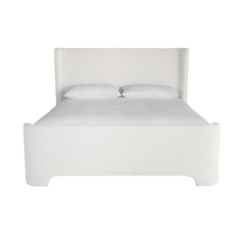 Copenhagen White King Upholstered Platform Bed with Headboard