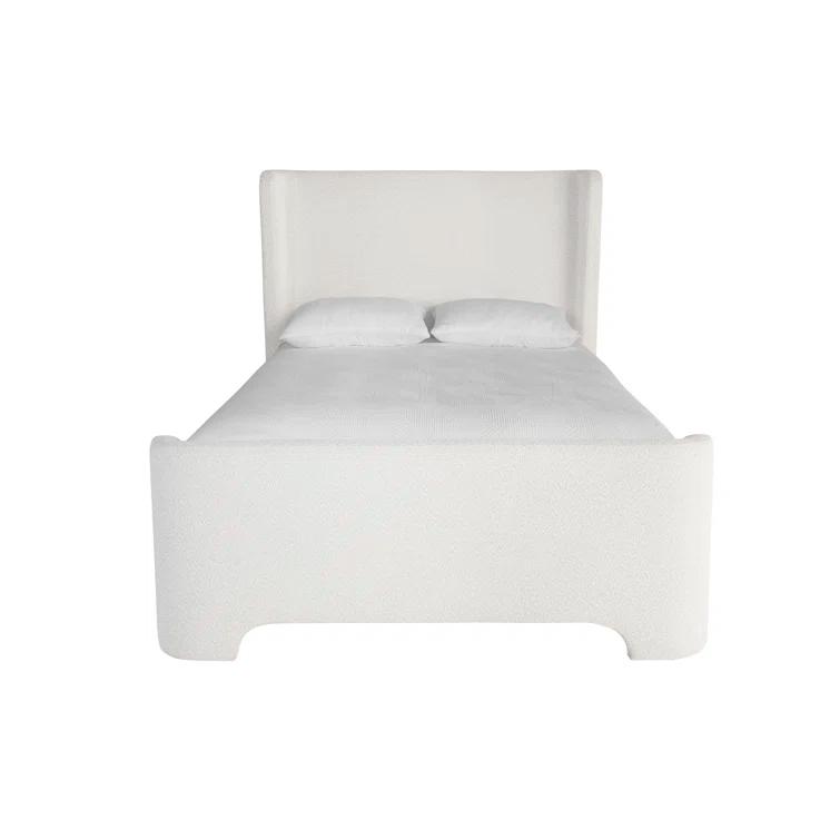 Copenhagen White Upholstered Queen Platform Bed with Headboard