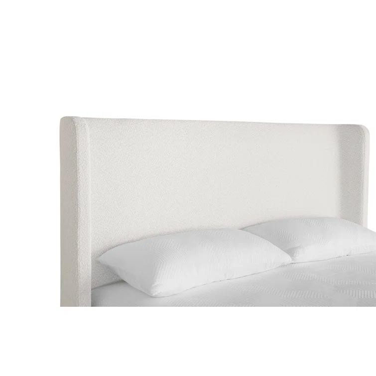 Copenhagen White King Upholstered Platform Bed with Headboard