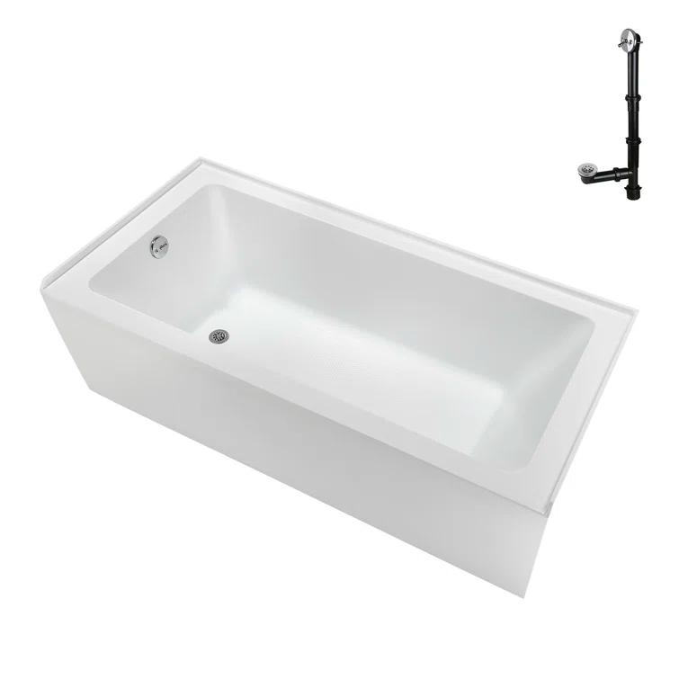 Streamline Bath Streamline 60 in. x 30 in. Acrylic Left-Hand Drain Alcove Bathtub in Glossy White With External Drain NAL-5320-CH