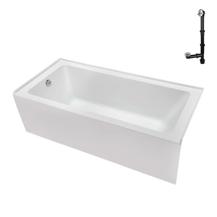 Streamline Bath Streamline 60 in. x 30 in. Acrylic Left-Hand Drain Alcove Bathtub in Glossy White With External Drain NAL-5320-CH