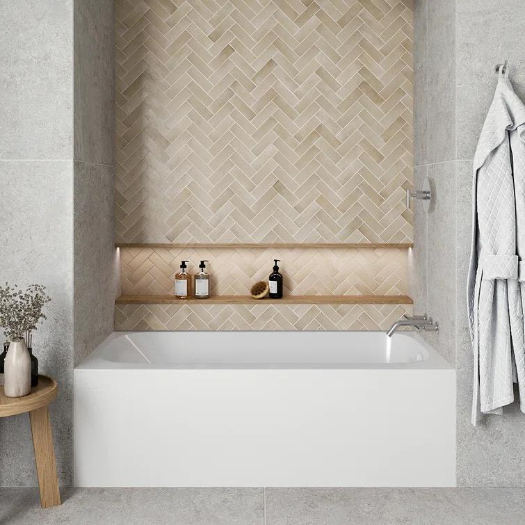 Streamline 60 in. x 30 in. Acrylic Right-Hand Drain Alcove Bathtub in Glossy White With External Drain