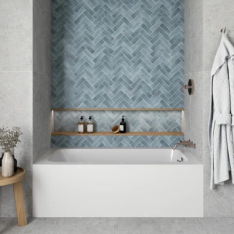 Streamline Bath Streamline 60 in. x 30 in. Acrylic Right-Hand Drain Alcove Bathtub in Glossy White With External Drain NAL-5660-BNK