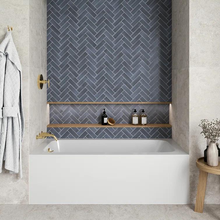 Streamline Bath Streamline 60 in. x 30 in. Acrylic Left-Hand Drain Alcove Bathtub in Glossy White With External Drain NAL-5640-PBR