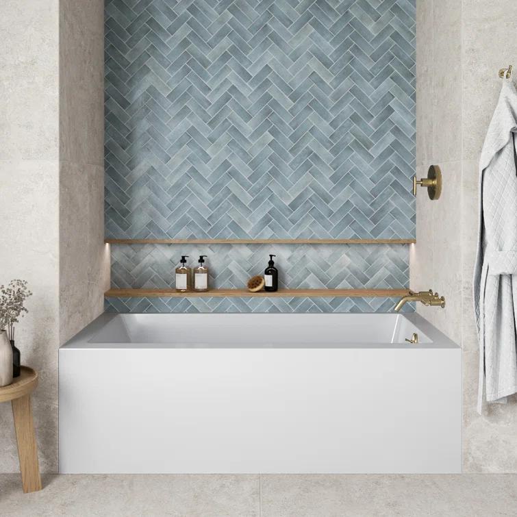 Streamline 66 in. x 32 in. Acrylic Right-Hand Drain Alcove Bathtub in Glossy White With External Drain