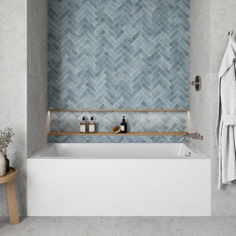Streamline Bath Streamline 66 in. x 32 in. Acrylic Right-Hand Drain Alcove Bathtub in Glossy White With External Drain NAL-5620-BNK