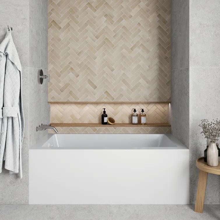 Streamline Bath Streamline 60 in. x 32 in. Acrylic Right-Hand Drain Alcove Bathtub in Glossy White With External Drain NAL-5580-WH