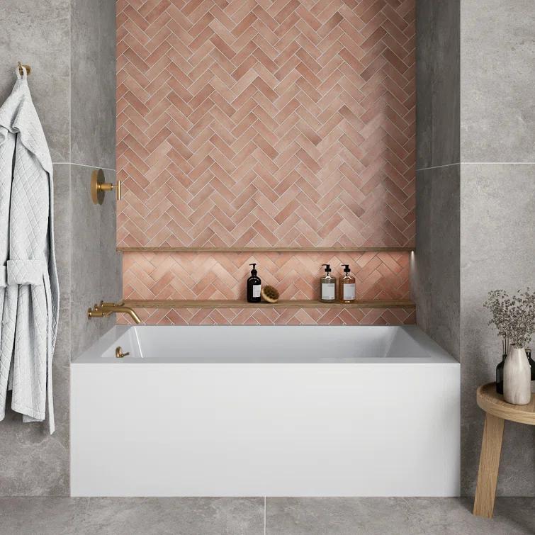 Streamline Bath Streamline 60 in. x 32 in. Acrylic Left-Hand Drain Alcove Bathtub in Glossy White With External Drain NAL-5560-BGL