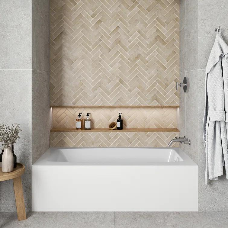 Streamline 60 in. x 30 in. Acrylic Right-Hand Drain Alcove Bathtub in Glossy White With External Drain