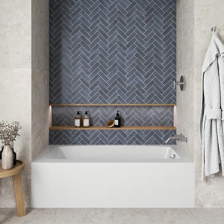 Streamline 60 in. x 30 in. Acrylic Right-Hand Drain Alcove Bathtub in Glossy White With External Drain