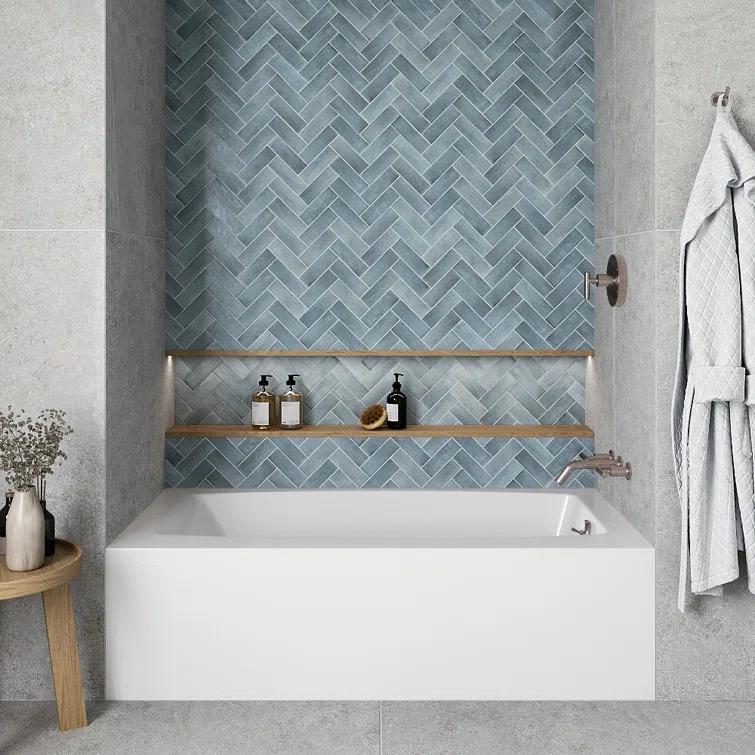 Streamline 60 in. x 30 in. Acrylic Right-Hand Drain Alcove Bathtub in Glossy White With External Drain