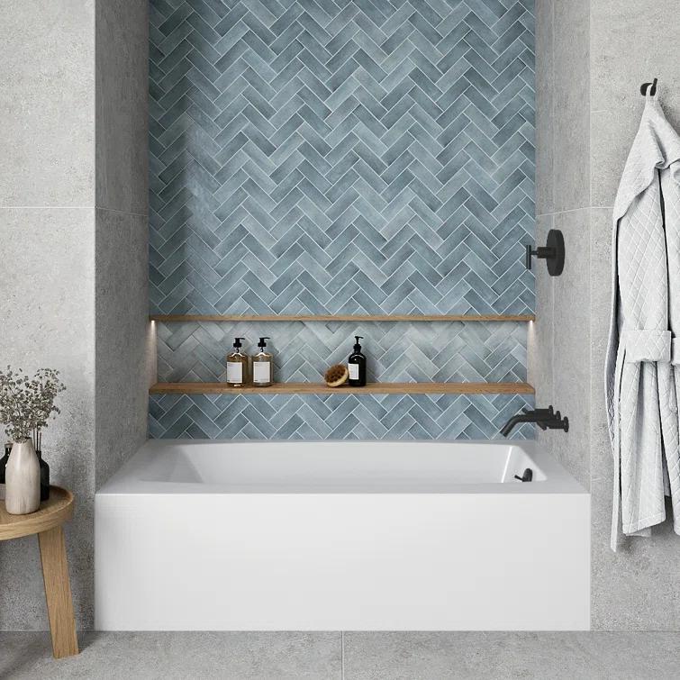 Streamline 60 in. x 30 in. Acrylic Right-Hand Drain Alcove Bathtub in Glossy White With External Drain