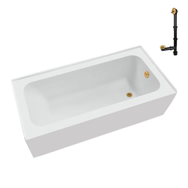 Streamline Bath Streamline 60 in. x 30 in. Acrylic Right-Hand Drain Alcove Bathtub in Glossy White With External Drain NAL-5660-BGL