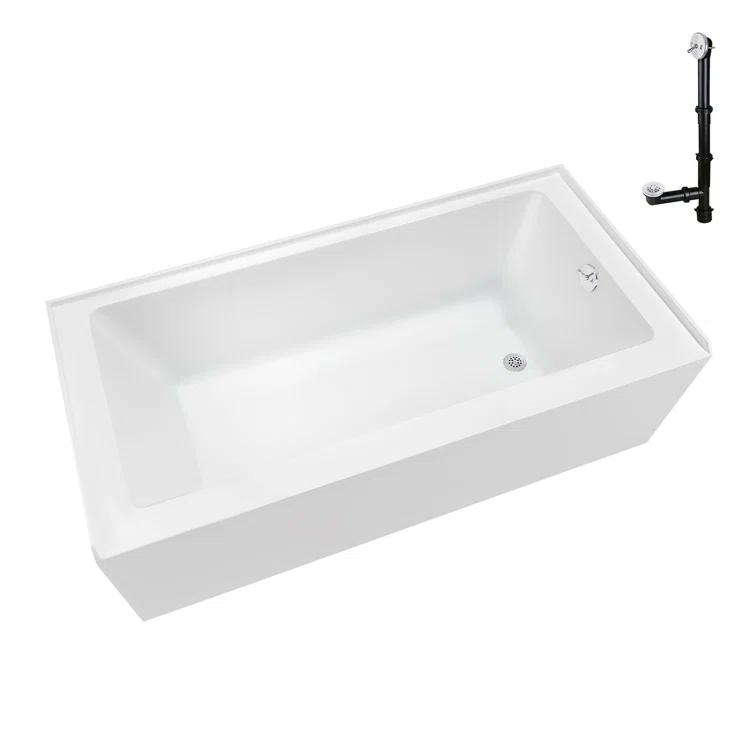 Streamline Bath Streamline 60 in. x 32 in. Acrylic Right-Hand Drain Alcove Bathtub in Glossy White With External Drain NAL-5580-WH