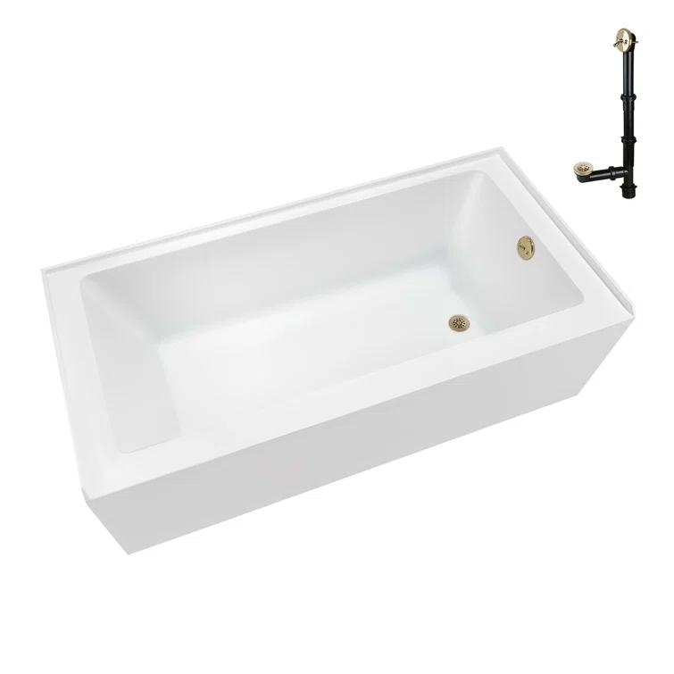 Streamline Bath Streamline 60 in. x 32 in. Acrylic Right-Hand Drain Alcove Bathtub in Glossy White With External Drain NAL-5580-PBR