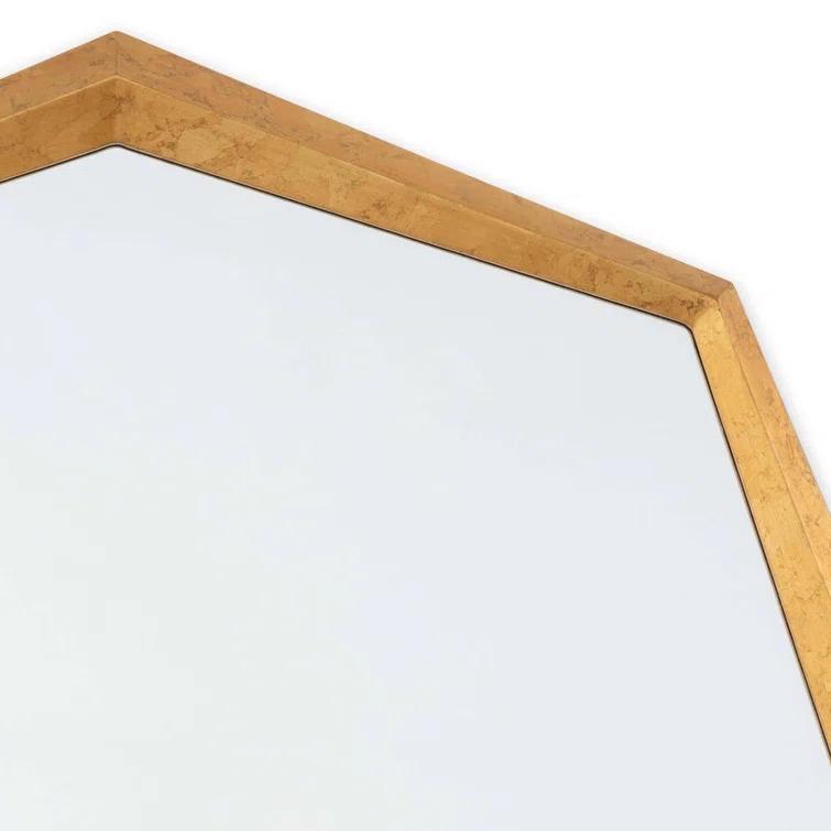 36" Round Gold Leaf Wood Wall Mirror