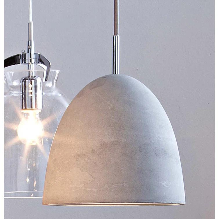 Small Gray Concrete and Glass Pendant Light