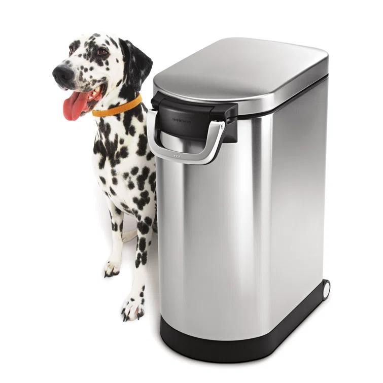 simplehuman Pet Food Storage Container Stainless Steel for Dog Food, Cat Food, and Bird Feed