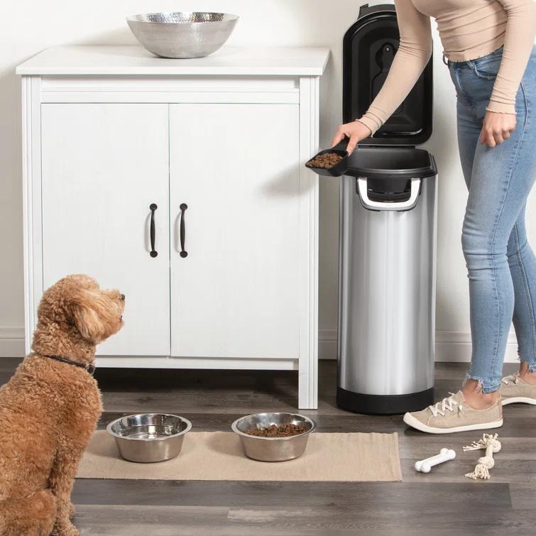 simplehuman Pet Food Storage Container Stainless Steel for Dog Food, Cat Food, and Bird Feed