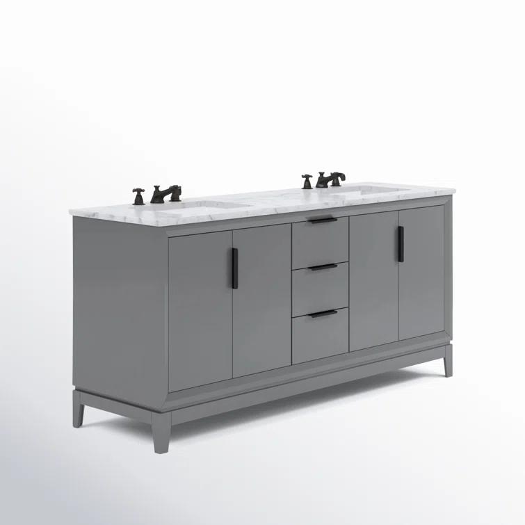 Elizabeth 72" Cashmere Grey Double Sink Freestanding Bathroom Vanity with Marble Top