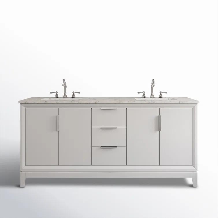 Water Creation Elizabeth 72" Wood Double Bathroom Vanity in White/Chrome