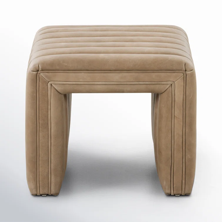 Augustine Modern Tufted Tawny Brown Leather Ottoman
