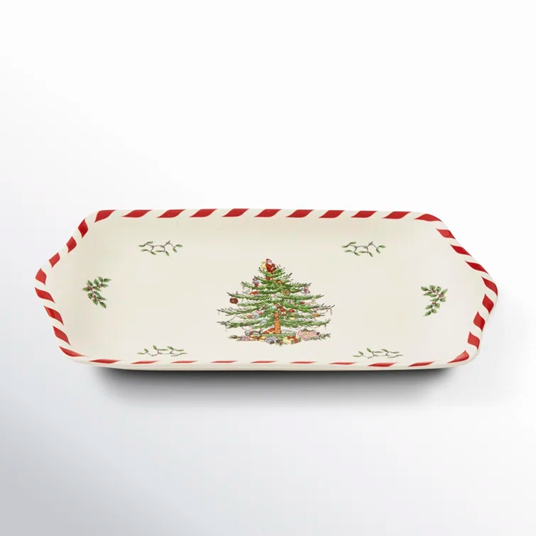 Spode Christmas Tree Peppermint Dessert Tray
