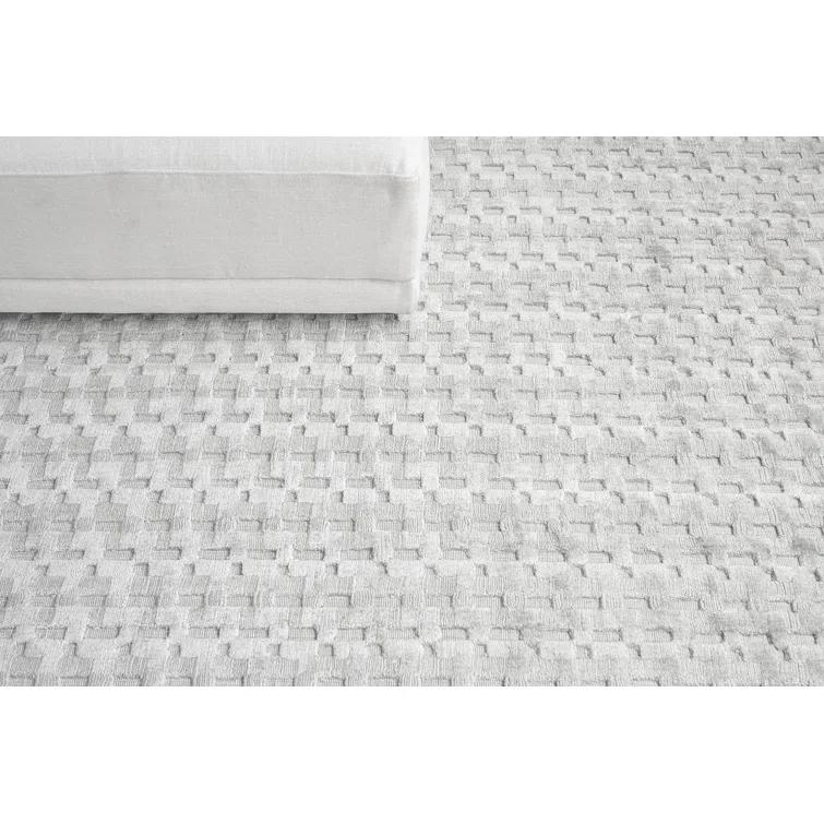 Monroe Silk Geometric Hand-Loomed Ivory Area Rug