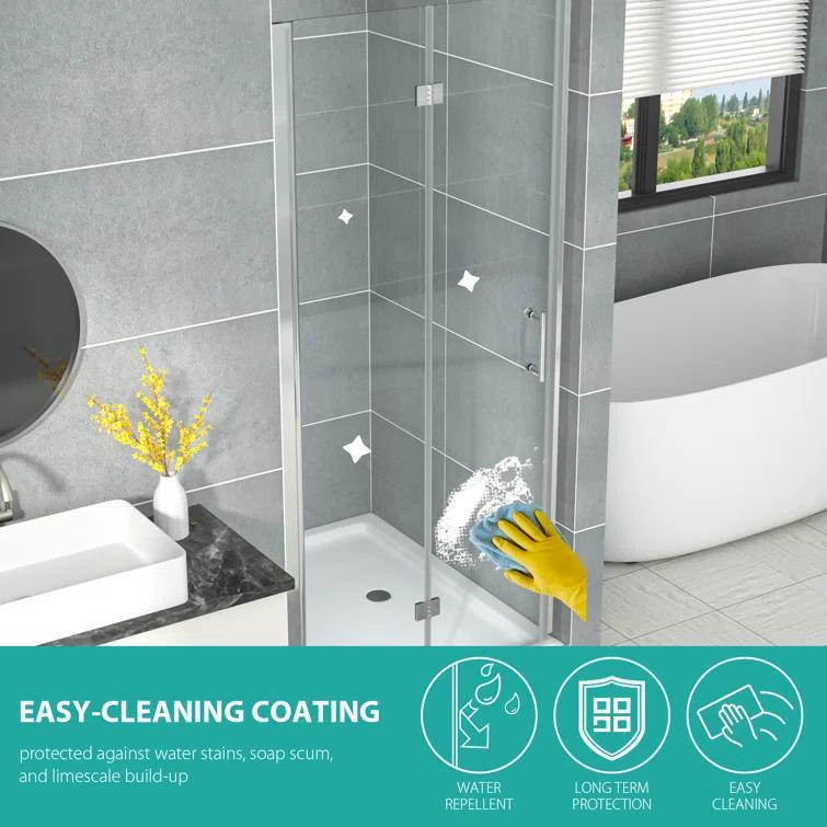 Sarlai 30 - 31 3/8" W x 72" H BiFold Frameless Glass Shower Door with Clear Tempered Glass S-SD3072BF-CH