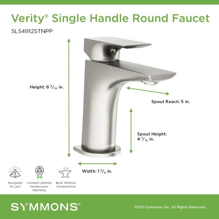 Verity Single Handle Bathroom Faucet with Push Pop Drain