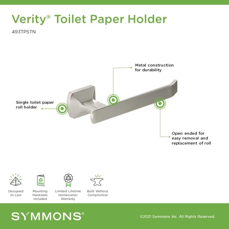 Verity Wall Mounted Bathroom Toilet Paper Holder with Installation Hardware