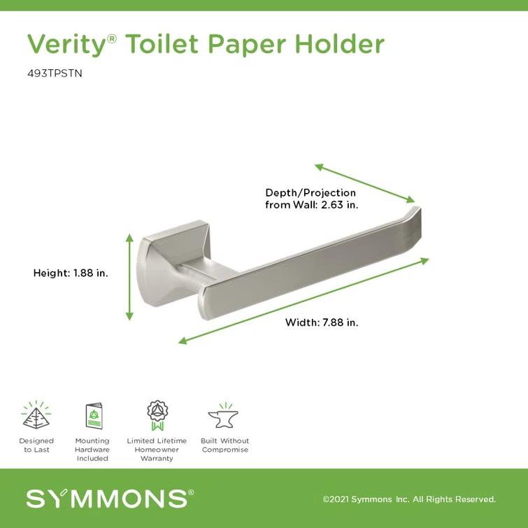 Verity Wall Mounted Bathroom Toilet Paper Holder with Installation Hardware