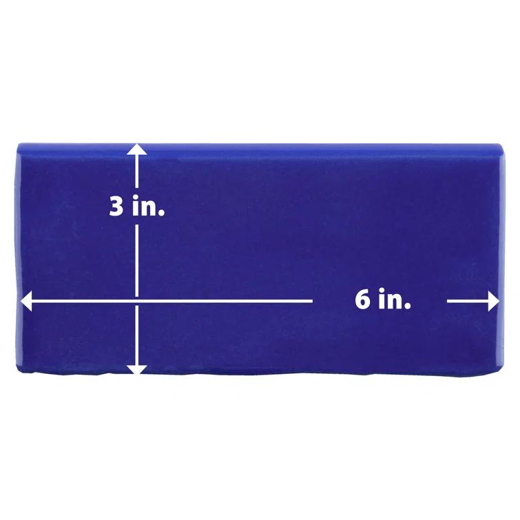 Merola Tile Viva 6" L x 3" W Ceramic Bullnose Wall Tile Trim in Blue