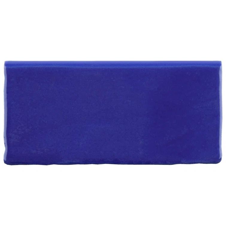 Merola Tile Viva 6" L x 3" W Ceramic Bullnose Wall Tile Trim in Blue