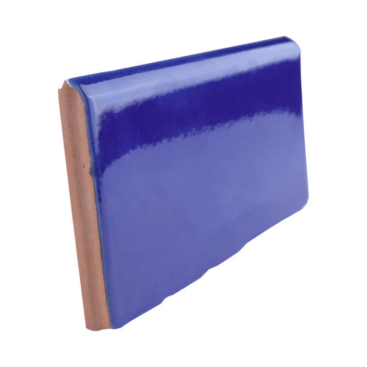 Merola Tile Viva 6" L x 3" W Ceramic Bullnose Wall Tile Trim in Blue