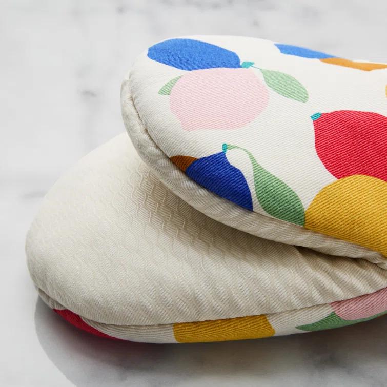 Sur La Table Kitchen Essentials SUR LA TABLE KITCHEN ESSENTIALS Lemon Zest Citrus Fruit Mini Oven Mitt Set Yellow/Blue/Ivory 5.5"x8" (Set of 2)