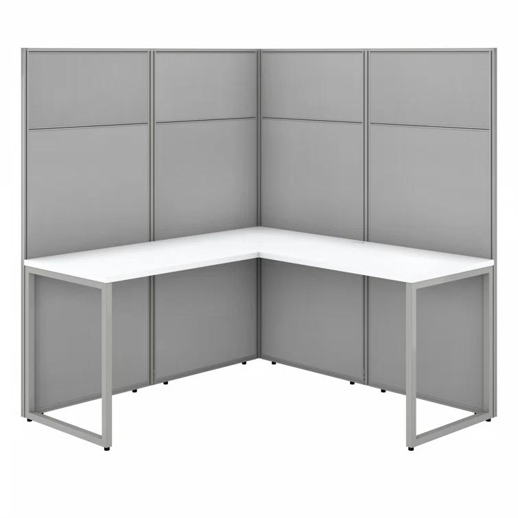 Bush Business Furniture Easy Office L-Shaped 1 Person Cubicle with Cable Management
