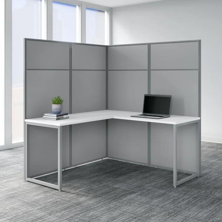 Bush Business Furniture Easy Office L-Shaped 1 Person Cubicle with Cable Management