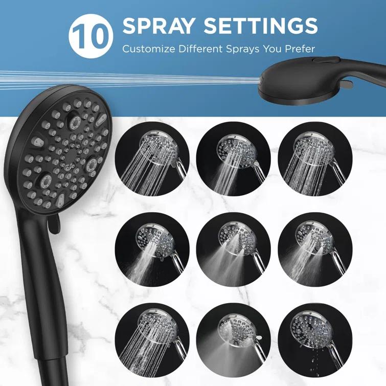 Dual Handheld Shower Head Combo, 2-In-1 Rain Shower Heads System 8 Inch Rainfall Shower Head And 10 Modes High Pressure Hand Held Showerhead With Built-In Power Wash