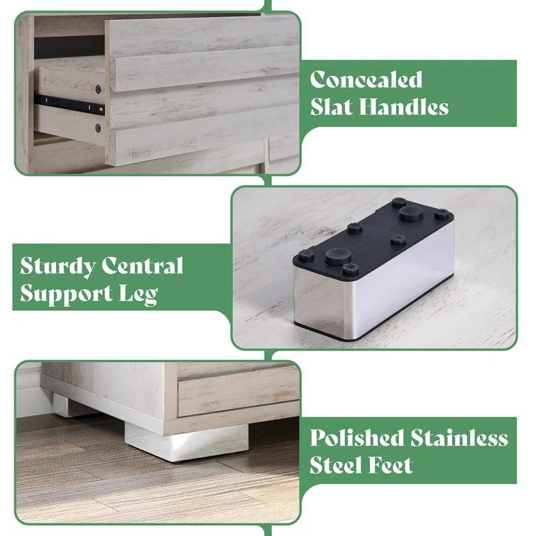 Louby 6 Drawers Dresser For Bedroom, 54" Wide Chest Of Drawers