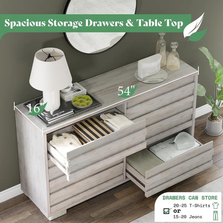 Louby 6 Drawers Dresser For Bedroom, 54" Wide Chest Of Drawers