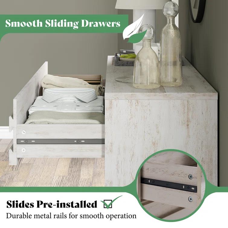 Louby 6 Drawers Dresser For Bedroom, 54" Wide Chest Of Drawers