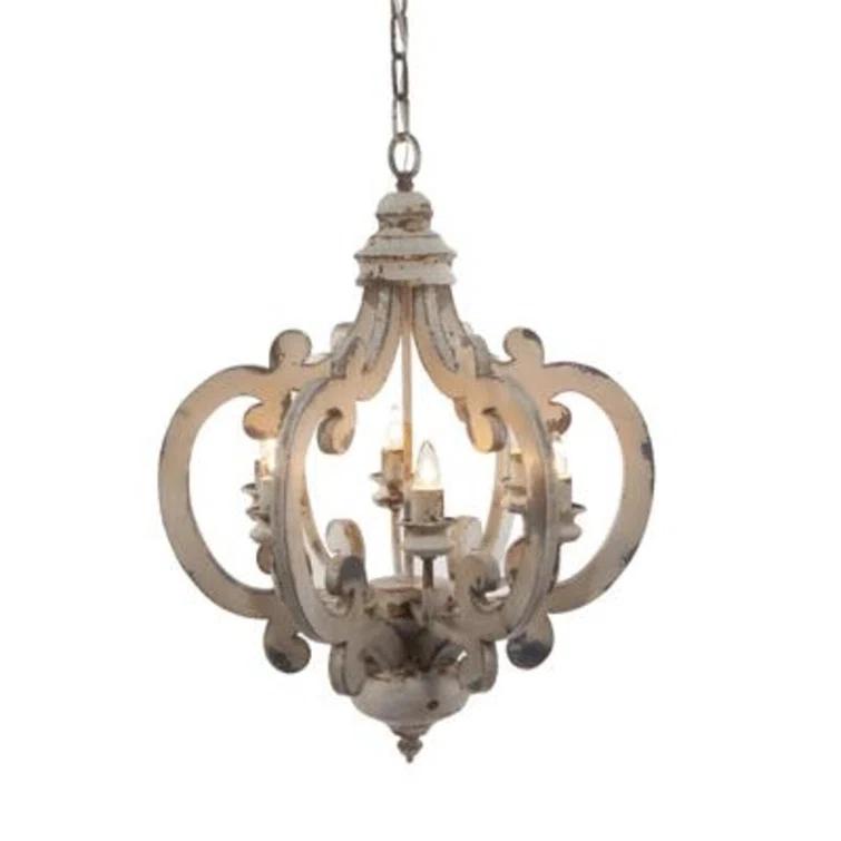 Cheree 6 - Light Wood Dimmable Geometric Chandelier