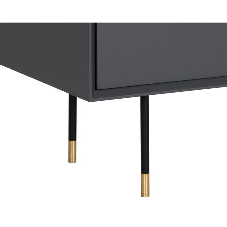 Slate Navy and Black Modern Nightstand with Drawer