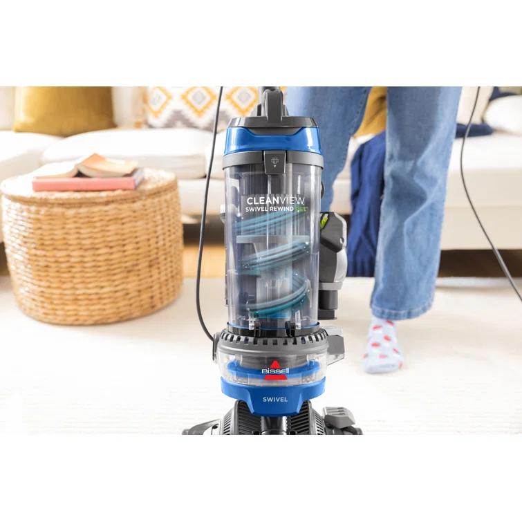 BISSELL CleanView Vacuum with Automatic Cord Rewind, TurboEraser Upholstery Tool, Triple Action Brush Roll Swivel Steering, Extension Wand, Easy-Empty Dirt Tank, Multi-Cyclonic Suction 3839