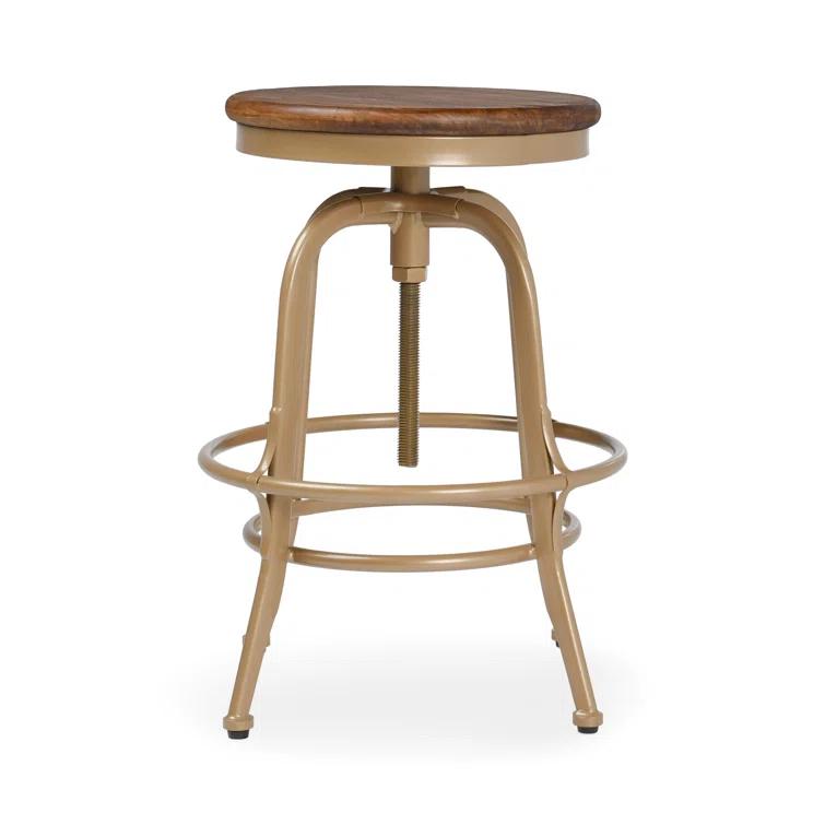 Piper 26" Brown and Brass Adjustable Metal Counter Stool